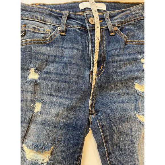 KanCan Womens Jeans Skinny Leg Distressed Low Rise Flat Front Blue Size W28 - Picture 4 of 10